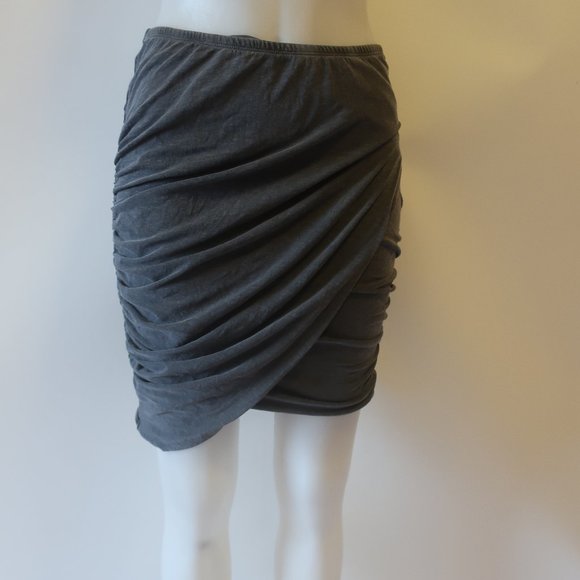 Womens Sundry Soleil Distressed Black Pull-On Ruched Pencil Skirt 4 US/XL * - Picture 1 of 5